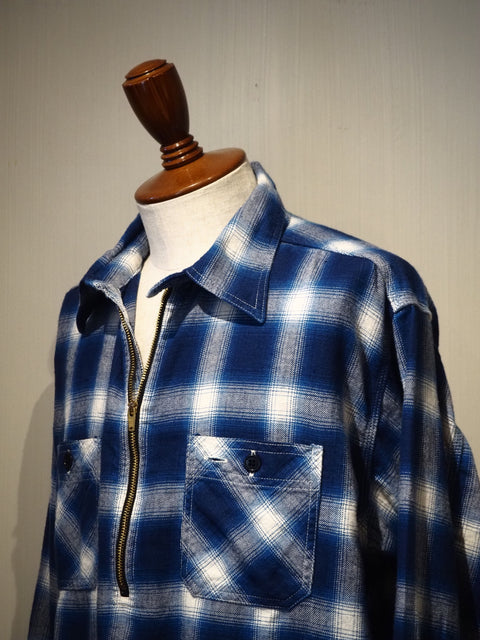 Half ZIP Work Shirt Ombre Plaid blue