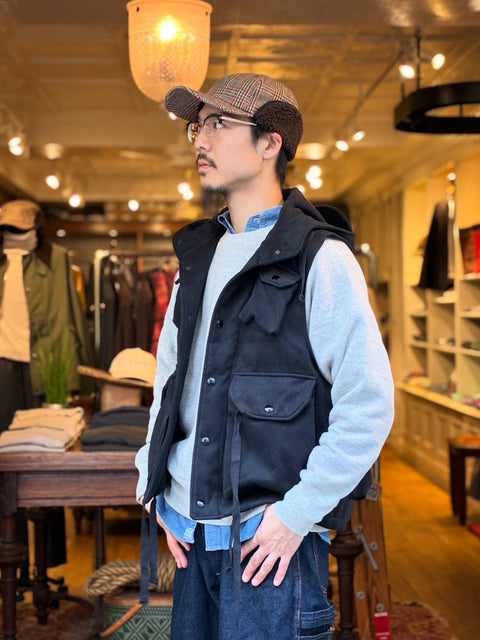 Field Vest Fake Melton BLACK