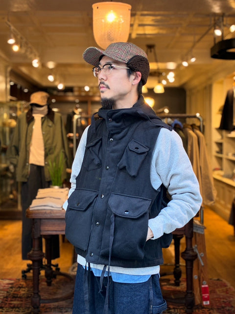 Field Vest Fake Melton BLACK