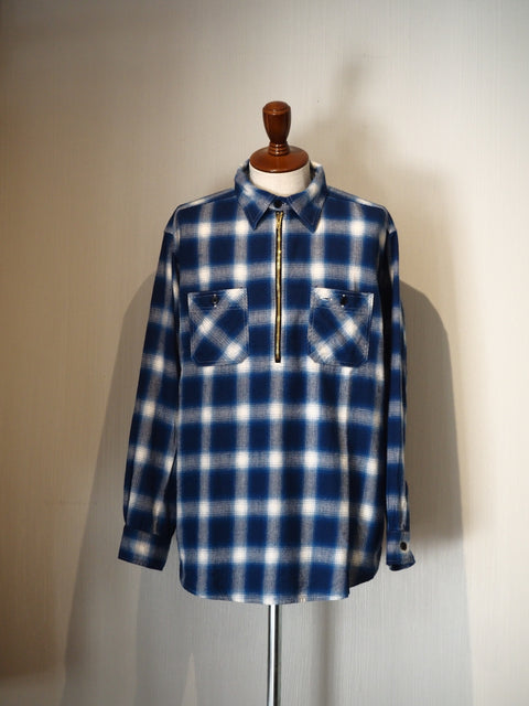 Half ZIP Work Shirt Ombre Plaid blue