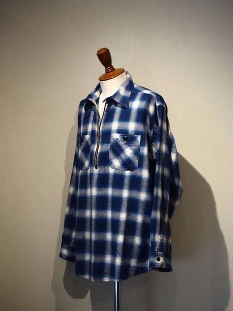 Half ZIP Work Shirt Ombre Plaid blue